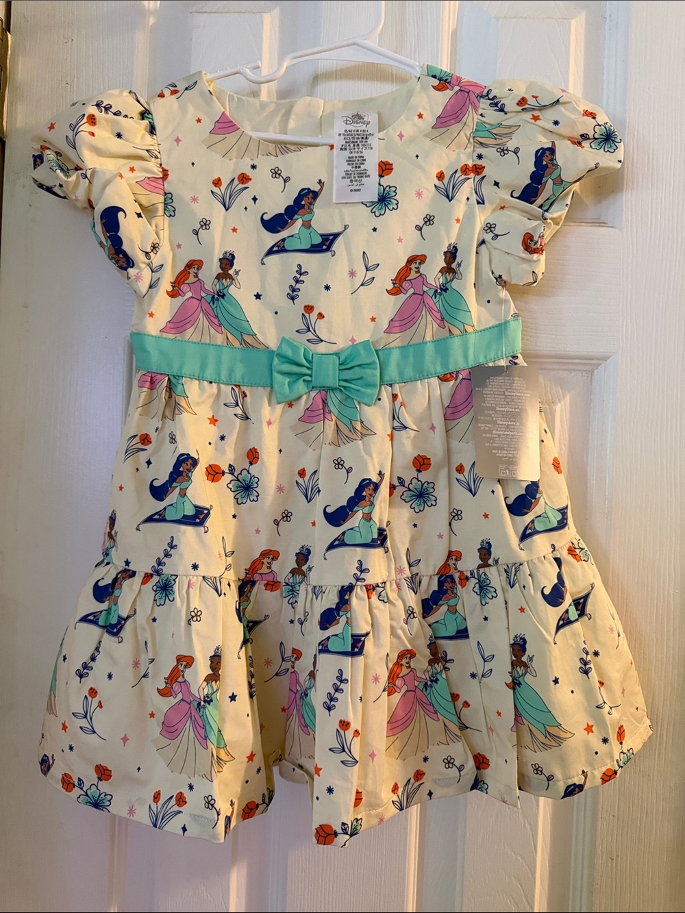 Disney Princess Cream Dress with Mint Bow - Girls